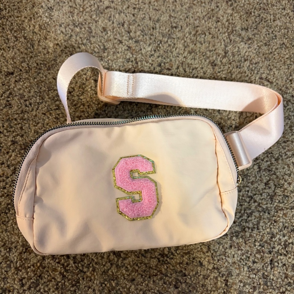 Pink and Cream Belt Bag with S Patch
